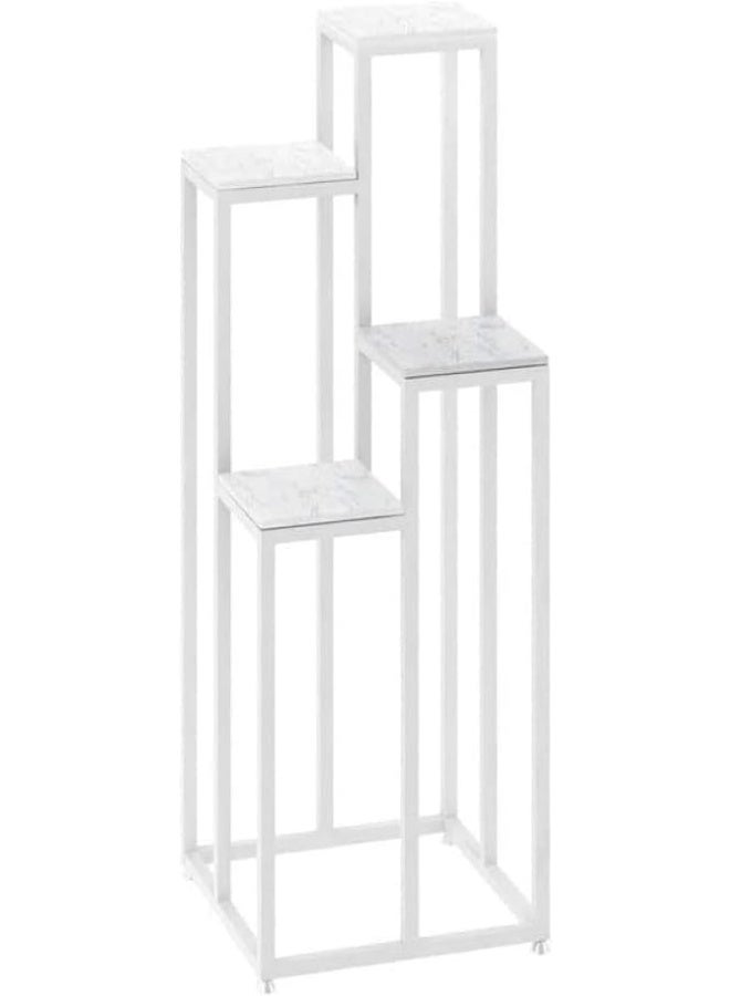 YINZUO YINZUO Marble Top Flower Stand with Welded Metal Frame – No Assembly Required Display Pedestal for Home Décor, Plant Stand, Natural White Marble, 4 Colors, 3 Sizes - Image 3
