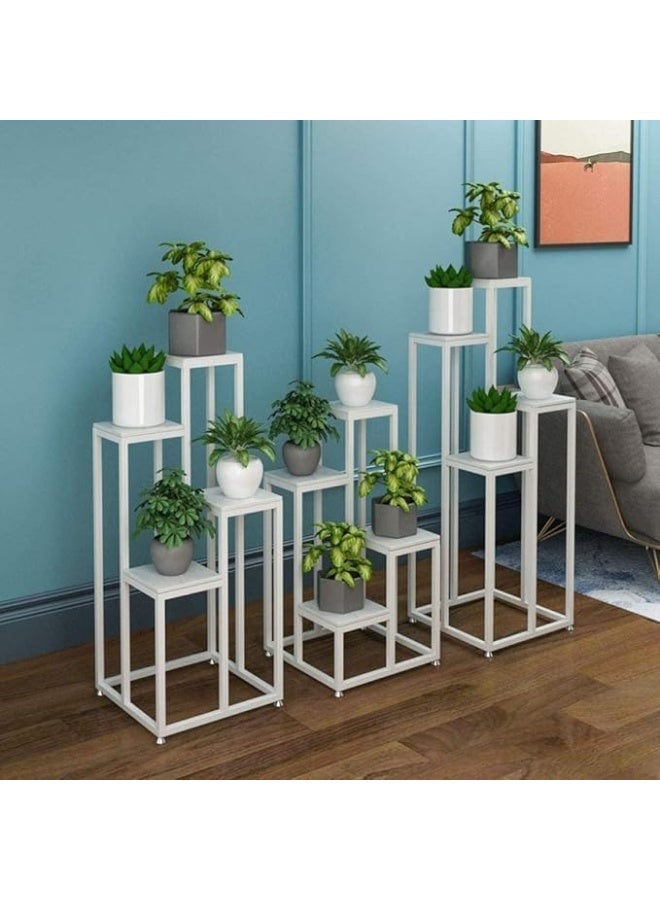 YINZUO YINZUO Marble Top Flower Stand with Welded Metal Frame – No Assembly Required Display Pedestal for Home Décor, Plant Stand, Natural White Marble, 4 Colors, 3 Sizes - Image 4