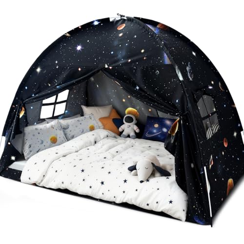 Sherilyn Full Bed Toddler Canopy Tent, Kids Indoor Canopy Privacy Space Sleeping Playhouse Blackout Bunk Bed Tents Full Size (Galaxy Tent) for Boys Girl Birthday House Gift - Image 1