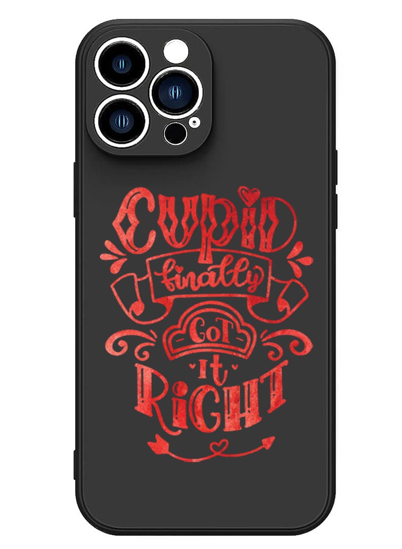 Theodor غطاء سليم واقي من السيليكون السائل مع حماية كاملة للجسم مضاد للخدش وصدمات لجهاز آيفون 13 برو باللون الأسود - عيد ميلاد قطة لطيفة - Image 1