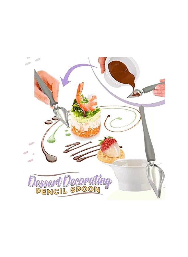 S-TOP Culinary Precision Drawing Decorating Spoon Set, 2Pcs Saucier Drizzle Spoons,Professional DIY Chocolate Spoon Filter Spoons,Plating Decorating Pencil Spoon for Decorative Plates, Cake, Coffee - Image 3