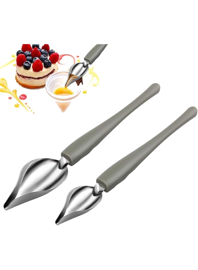 S-TOP Culinary Precision Drawing Decorating Spoon Set, 2Pcs Saucier Drizzle Spoons,Professional DIY Chocolate Spoon Filter Spoons,Plating Decorating Pencil Spoon for Decorative Plates, Cake, Coffee - Image 1
