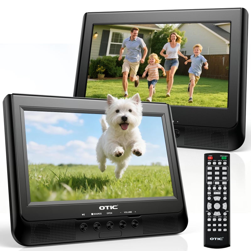 OTIC 101 Dual Car DVD Player Portable DVD Player for Car Headrest Dual Screen with Remote 5 Hours Rechargeable Battery Last Memory All Region Travel Support DVDCDUSBSD Card - Image 2
