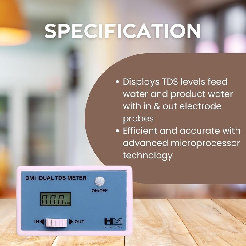 HM Digital DM-1 In-Line Dual TDS Monitor with 0-9990 ppm Range and 2% Readout Accuracy - Image 4