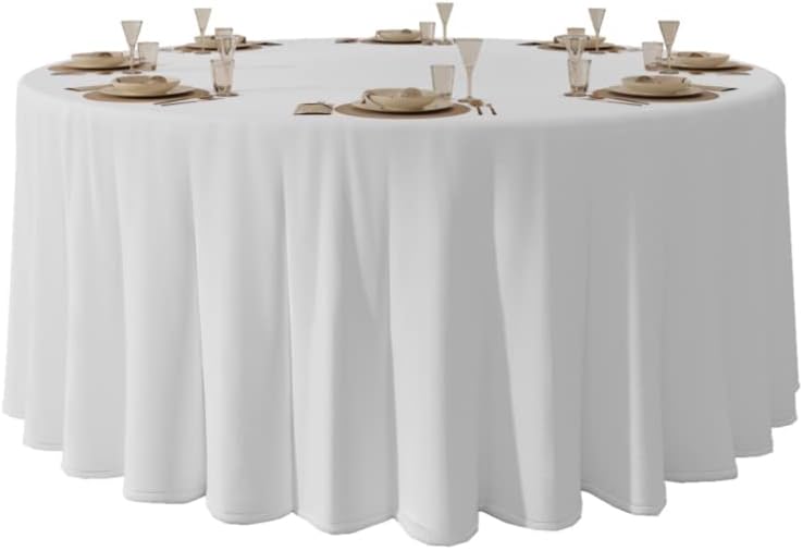 Urby Round Tablecloth for Large Round Table That Seats 6-10 Person - Machine Wash Reusable & Wrinkle Free Polyester (White, Diameter: 120 inch / 10ft) - Image 1