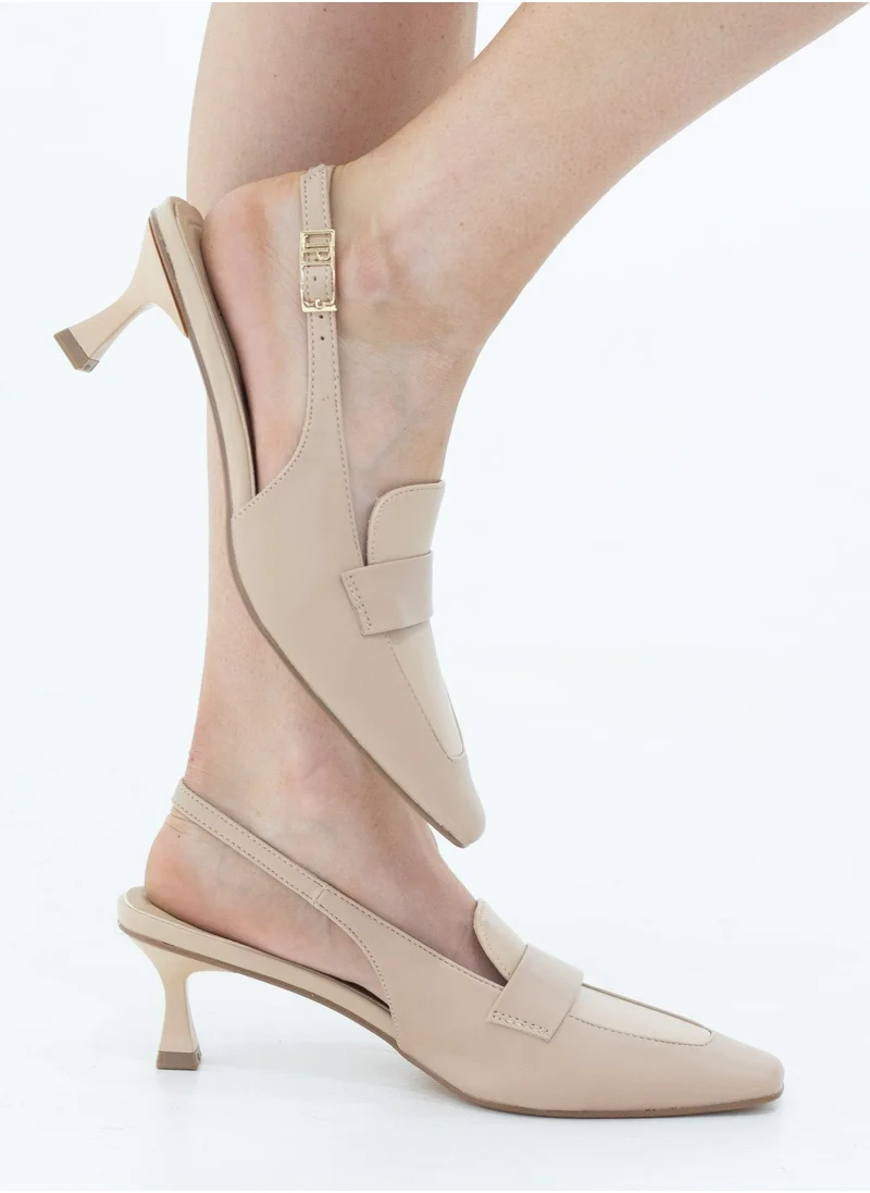 LAMARAPARIS Matilda moc PU sling back on a 6cm heel nude