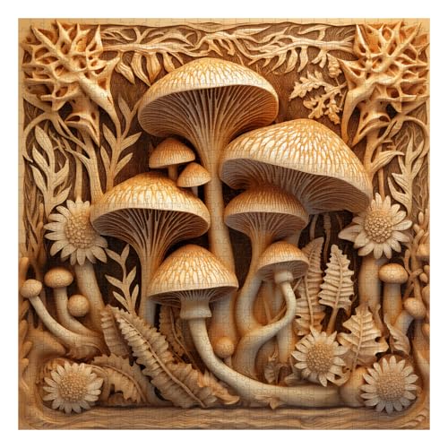 PPuzzling Vintage Mushroom Puzzles for Adults 1000 Pieces Impossible Nature Fungi Plant Art Puzzle Challenging Autostereoscopy Forest Jigsaw Puzzle as Mushroom Wall Art - Image 1