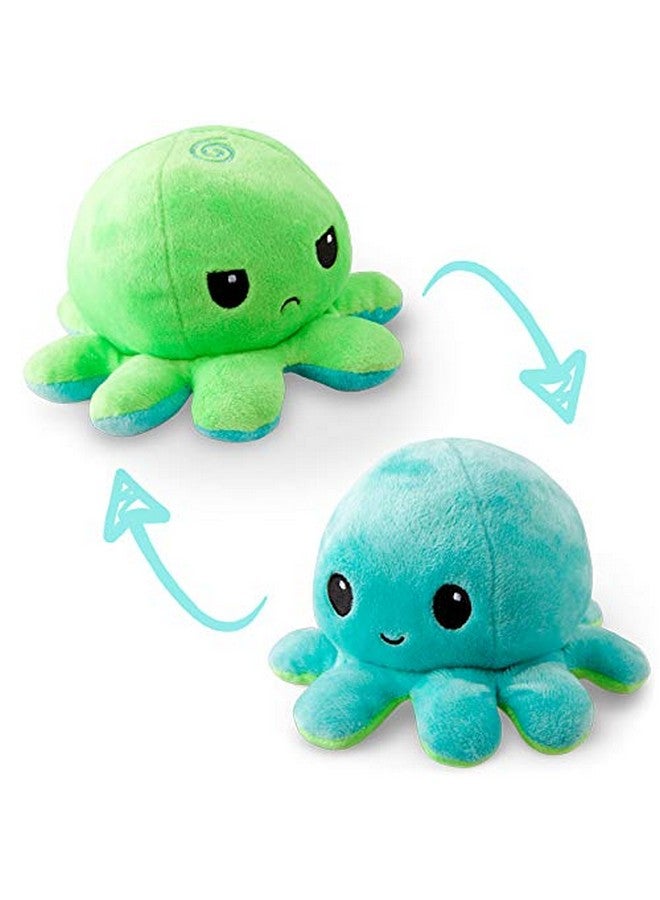 TeeTurtle - The Original Reversible Octopus Plushie - Green + Aqua - Cute Sensory Fidget Stuffed Animals That Show Your Mood - Image 1