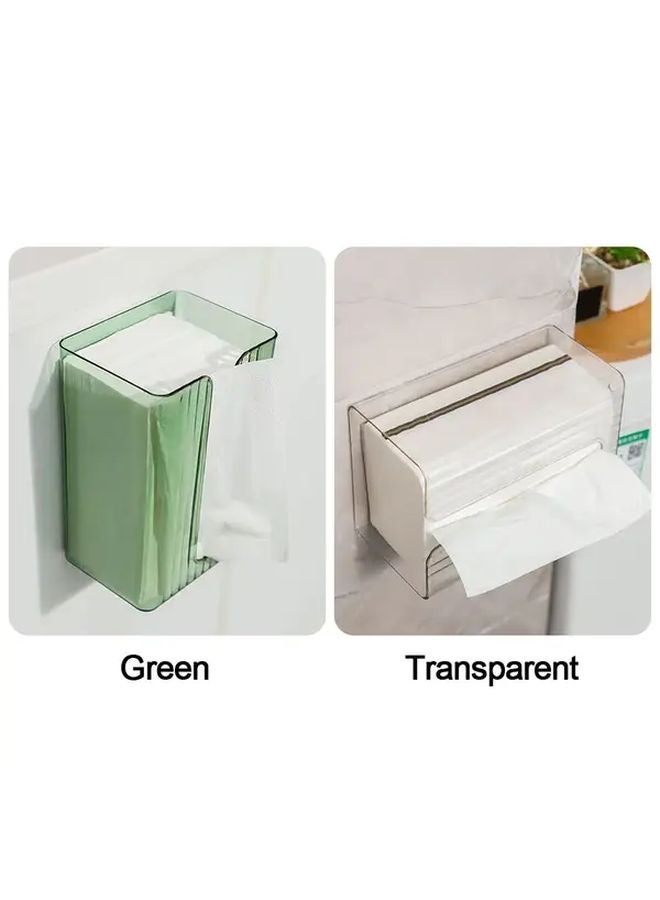 حامل علبة المناديل المثبت على الحائط شفاف أخضر حديث بسيط ذو سعة كبيرة - Image 5
