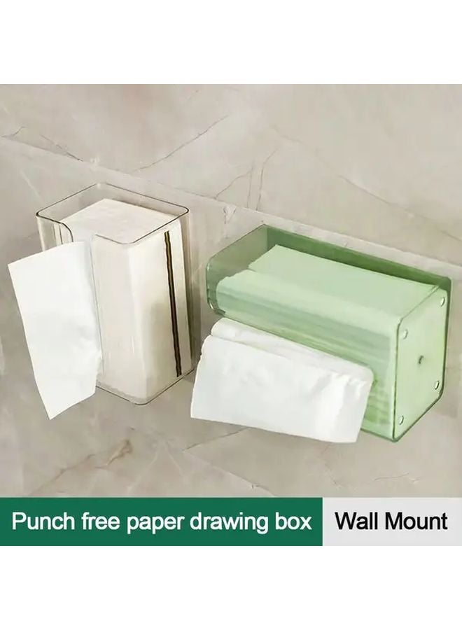 حامل علبة المناديل المثبت على الحائط شفاف أخضر حديث بسيط ذو سعة كبيرة - Image 3
