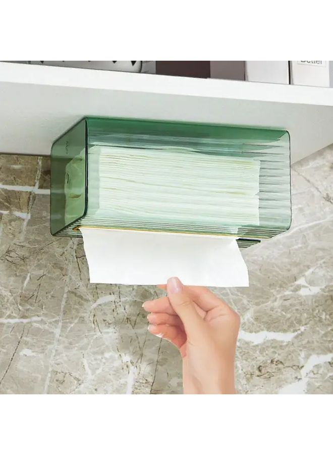 حامل علبة المناديل المثبت على الحائط شفاف أخضر حديث بسيط ذو سعة كبيرة - Image 2