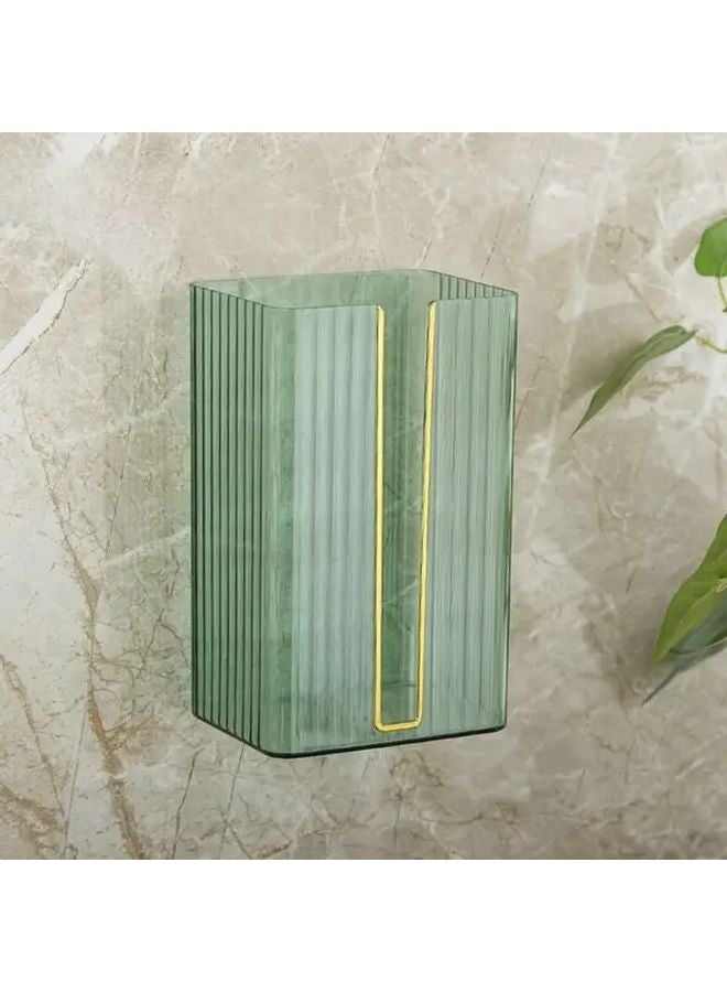 حامل علبة المناديل المثبت على الحائط شفاف أخضر حديث بسيط ذو سعة كبيرة - Image 1