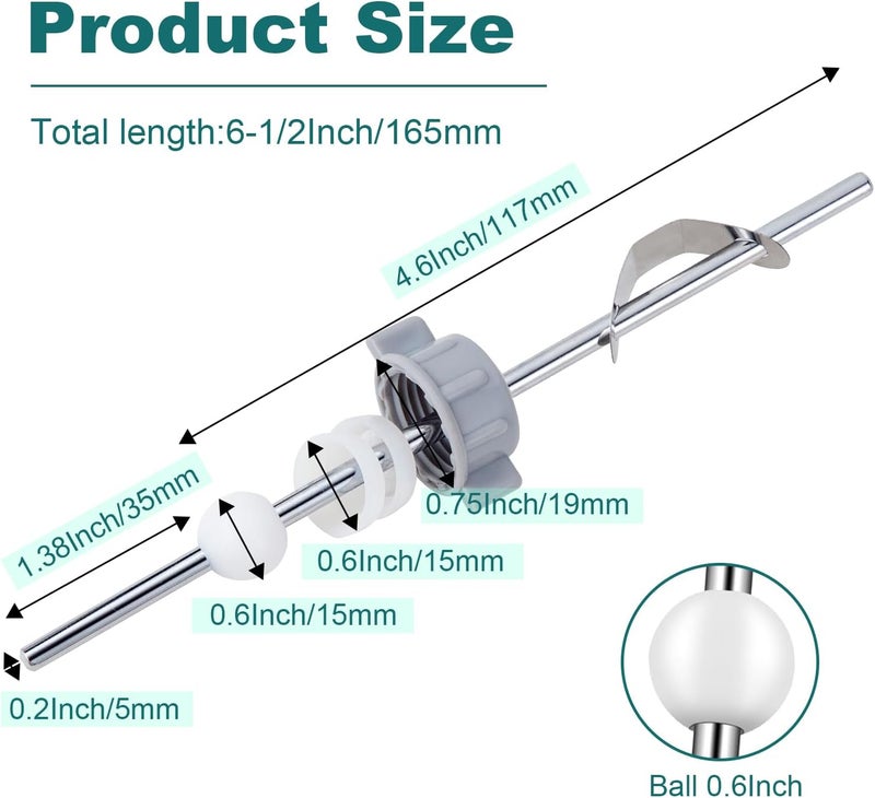 FullMayPro Lavatory Pop-Up Center Piece Assembly,Pop-Up Drain Repair Kit,Fits Most Popular Brands,Replacement Bathroom Sink Pivot Rod,15MM Ball, Chrome（2PCS） - Image 2