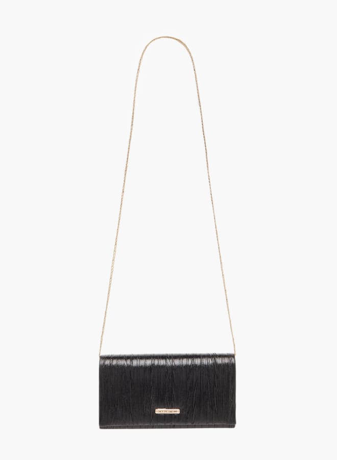 Celeste Women's CelesteTextured Clutch with Detachable Chain Strap and Flap Closure  - Image 2