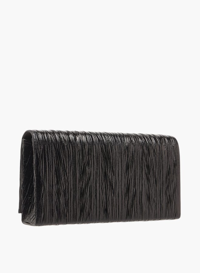 Celeste Women's CelesteTextured Clutch with Detachable Chain Strap and Flap Closure  - Image 3
