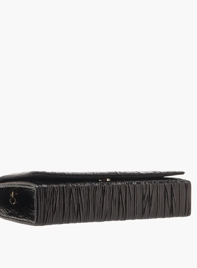 Celeste Women's CelesteTextured Clutch with Detachable Chain Strap and Flap Closure  - Image 5