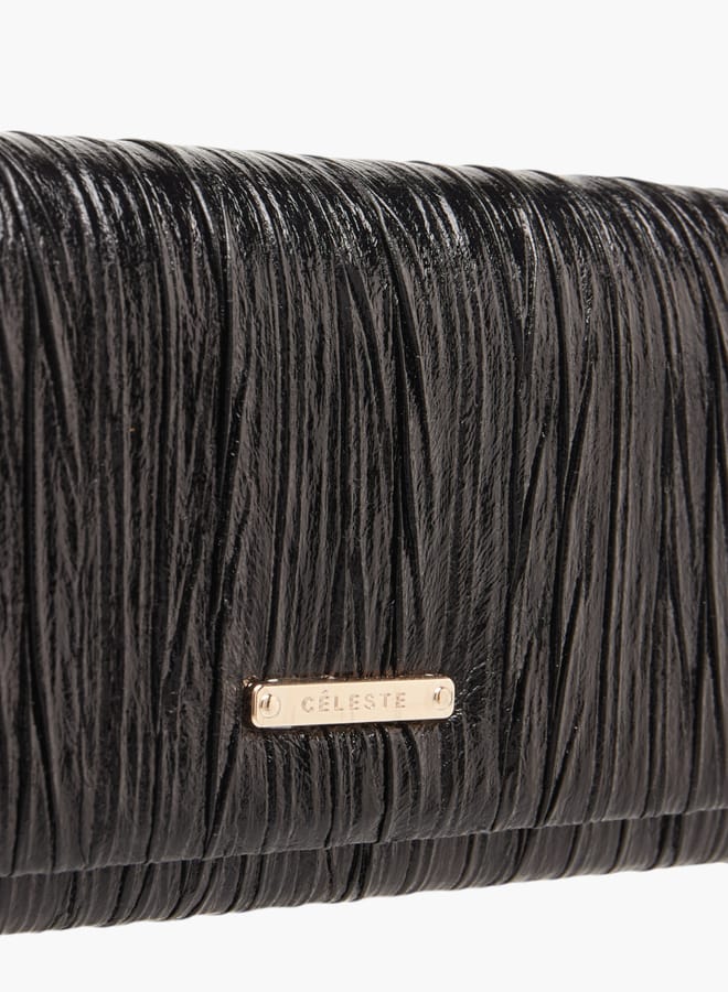 Celeste Women's CelesteTextured Clutch with Detachable Chain Strap and Flap Closure  - Image 4