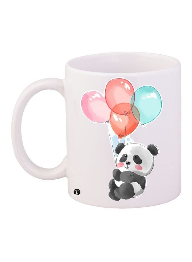 Panda Printed Coffee Mug White/Orange/Blue 11ounce