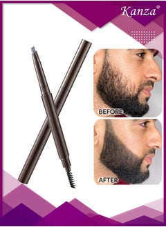Kanza 2 in 1 Beard Pen Filler for Men Water Proof Sweat Proof Long Lasting Beard Pen with a Applicator Creates Natural Looking Beard (Black)  - Image 4