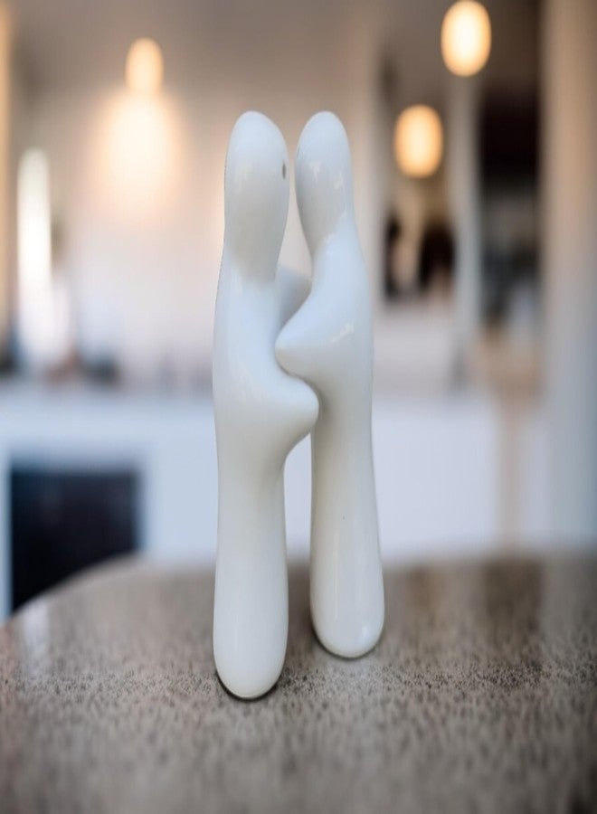 Malaikah Ceramic 2 Pcs Ghost Hug Shape Salt Shakers Namakdani, Salt Shaker Decoration Set Easy Refill Dining Table Festive Tableware Gifts Kitchen Decor (White) - Image 2