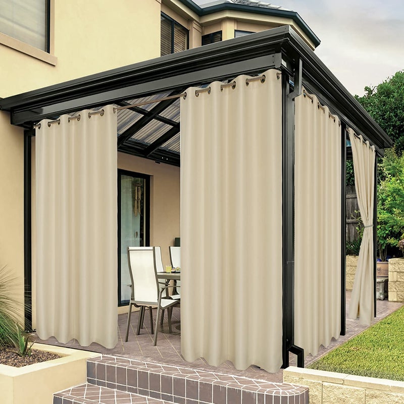 BONZER BONZER Outdoor Curtains for Patio Waterproof Thick Privacy Grommet Sunlight Blocking Outside Curtains for Porch Pergola Gazebo Deck 1 Panel 84W x 108L inch Cream 