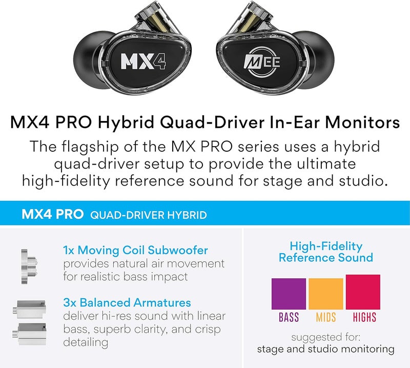 MEE Audio مراقبات داخل الأذن MEE audio MX4 Pro الهجينة رباعية السائقين - Image 3