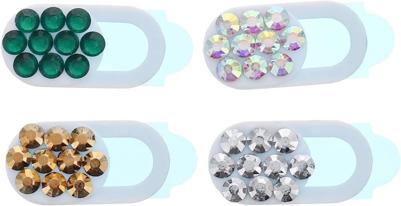 TEHAUX 4PCS Rhinestone Webcam Cover for Smartphones Tablets Laptops Colorful Privacy Slide Blocker Stylish Design Anti-Peeping Protection for Enhanced Security - Image 1