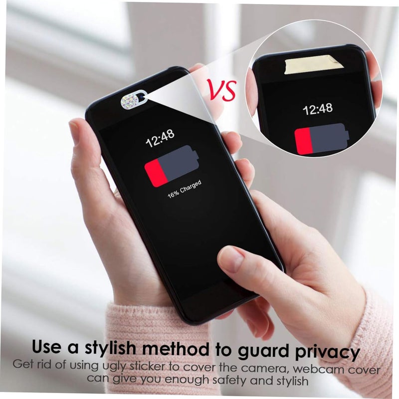 TEHAUX 4PCS Rhinestone Webcam Cover for Smartphones Tablets Laptops Colorful Privacy Slide Blocker Stylish Design Anti-Peeping Protection for Enhanced Security - Image 3