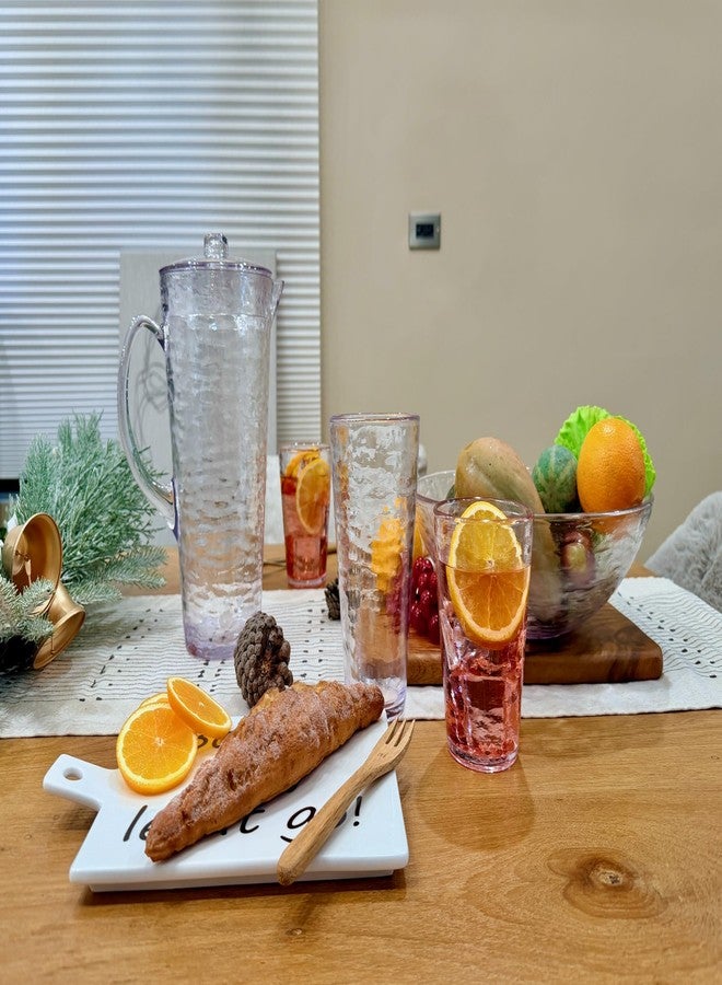KLIFA- RIPPLE- 2.13 Quarts/76 oz, Acrylic Water Pitcher with Strong Handle, BPA-Free, Shatter-proof Jug with Lid, Plastic Pitcher for Juice, Milk, Beverage & Iced Tea,1 piece, Clear - Image 4