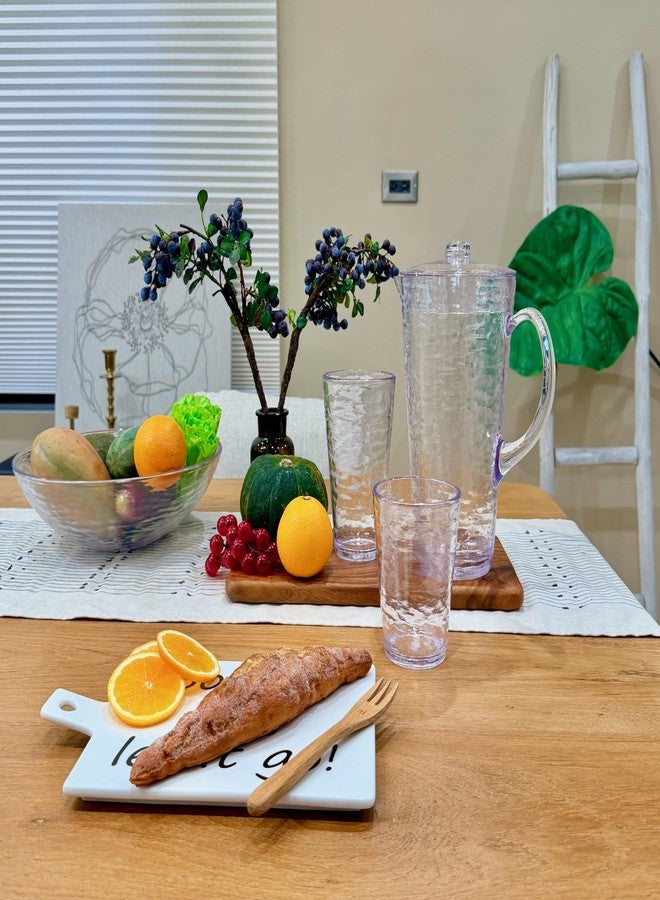 KLIFA- RIPPLE- 2.13 Quarts/76 oz, Acrylic Water Pitcher with Strong Handle, BPA-Free, Shatter-proof Jug with Lid, Plastic Pitcher for Juice, Milk, Beverage & Iced Tea,1 piece, Clear - Image 5