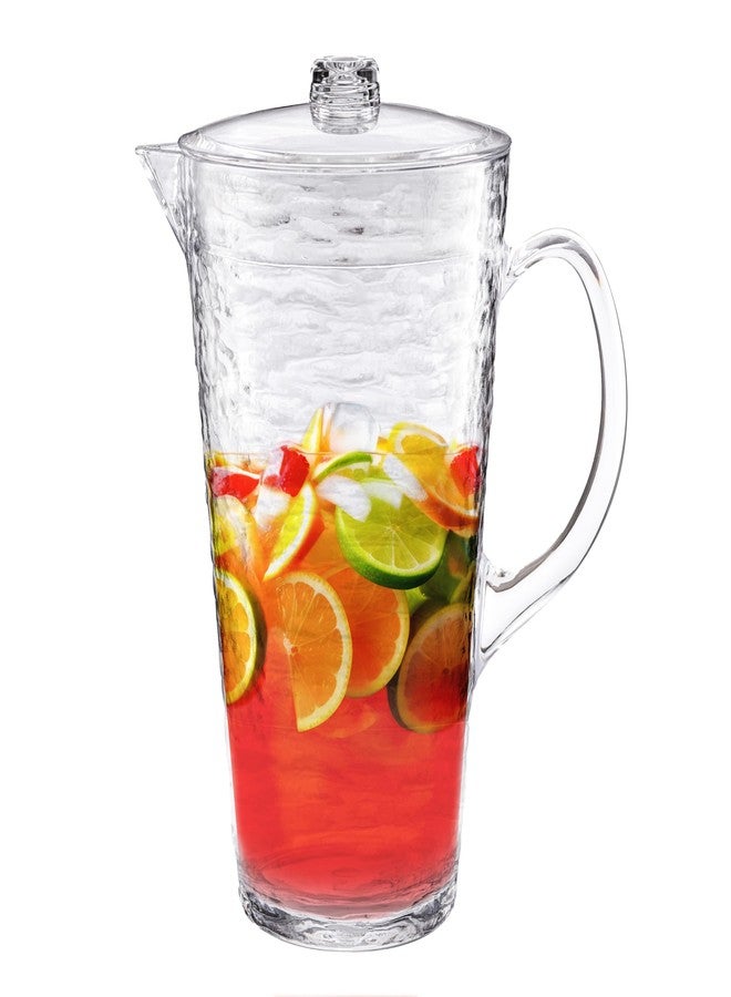 KLIFA- RIPPLE- 2.13 Quarts/76 oz, Acrylic Water Pitcher with Strong Handle, BPA-Free, Shatter-proof Jug with Lid, Plastic Pitcher for Juice, Milk, Beverage & Iced Tea,1 piece, Clear - Image 1
