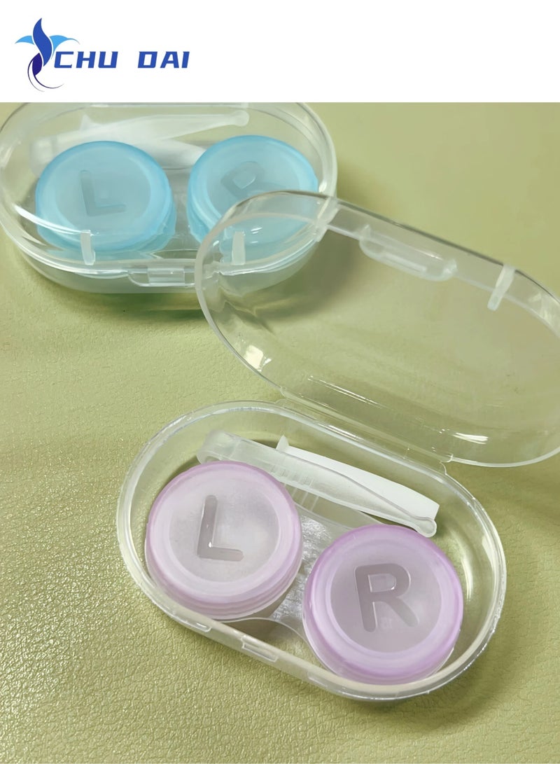 تشو داي علبة تخزين عدسات لاصقة شفافة ملونة للسفر، عبوة من 3 قطع (لون عشوائي) - Image 3
