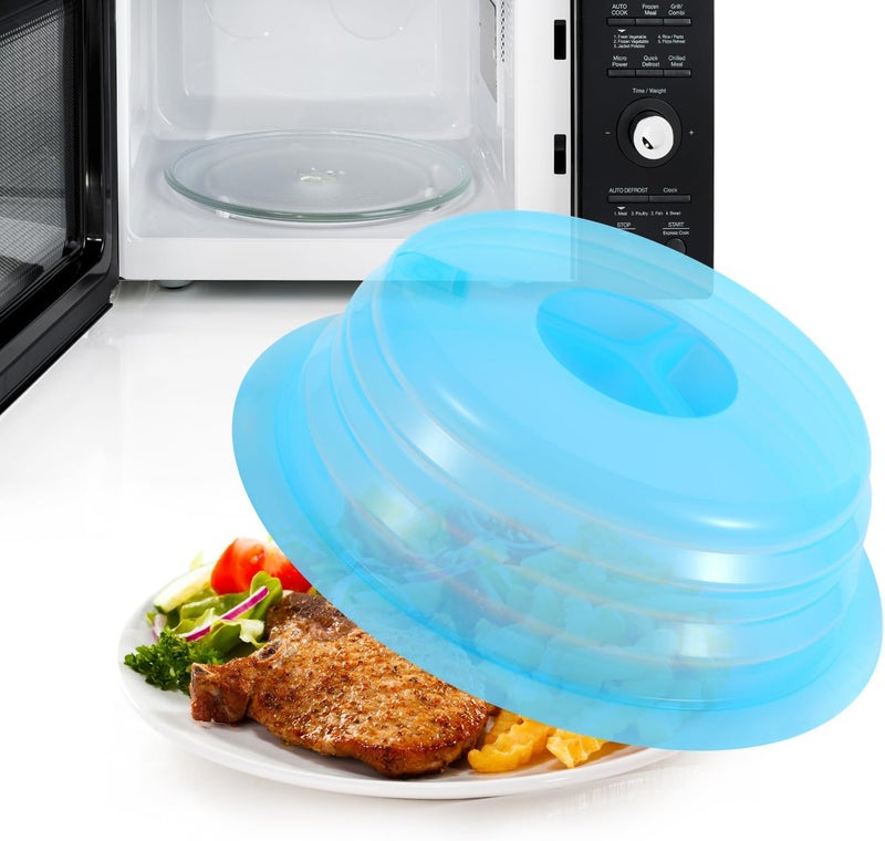 Kichwit Silicone Microwave Plate Cover Collapsible, Dishwasher Safe and BPA Free, Blue, 10.2" - Image 2