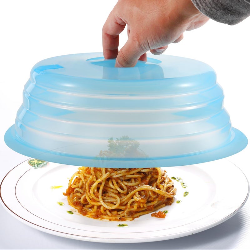 Kichwit Silicone Microwave Plate Cover Collapsible, Dishwasher Safe and BPA Free, Blue, 10.2" - Image 1