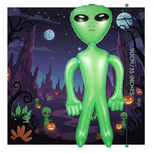 BBTO 3 Pcs Alien Inflates Inflatable Jumbo Alien Blow up Toy for Party Decorations, Halloween, Birthday, Theme Party(35 Inch,Green) - Image 2