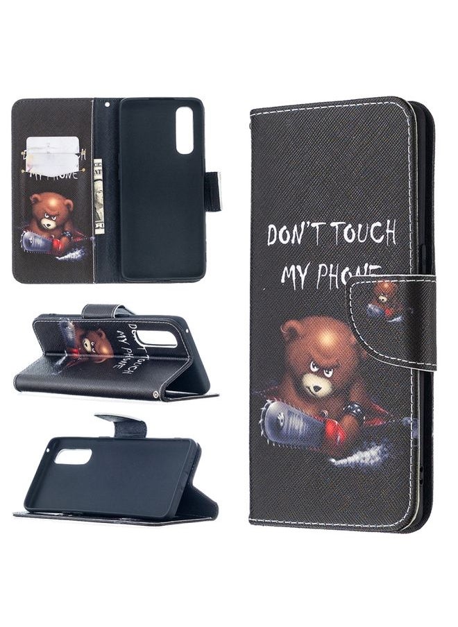 HuHa Case Cover For OPPO Find X2 Neo Colored Drawing Pattern Horizontal Flip Leather Case with Holder & Card Slots & Wallet Bear 