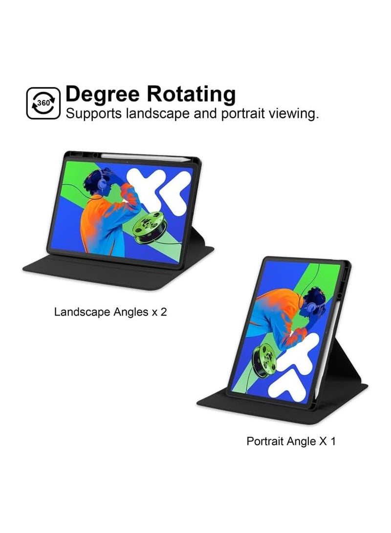 VKL Case Compatible with Lenovo Idea Tab Pro 12.7 Inch 2025,360 Degree Rotating Stand,Acrylic Transparent Rotating Protective Case,Multi-View Stand,with Pen Slot,Auto Sleep/Wake (Black) - Image 4