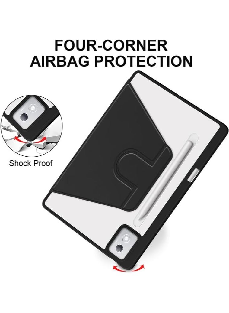 VKL Case Compatible with Lenovo Idea Tab Pro 12.7 Inch 2025,360 Degree Rotating Stand,Acrylic Transparent Rotating Protective Case,Multi-View Stand,with Pen Slot,Auto Sleep/Wake (Black) - Image 3