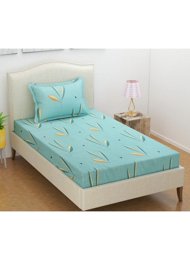 BSB HOME BSB HOME Premium Glace Cotton 180 TC Flat Single Bedsheets Breathable | Wrinklefree (Size-60 X 90 Inch) with 1 King Size Pillow Covers (Size-17 X 27 Inches, Mint Green)  - Image 1