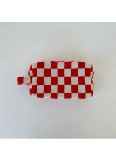 Large Capacity Checkered Makeup Bag Big Red and White grid