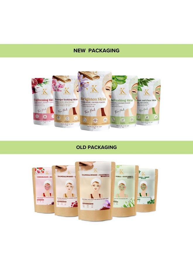 Kimayra Skin Care Combo Powder (Sandalwood + Saffron, Sandalwood + Rose, Aloevera + Cucumber, Pomegranate + Beetroot, Neem + Mint) - Face Pack Combo Powder For Natural Glow Skin - 375Gm (75G X 5 Pack) - Image 5
