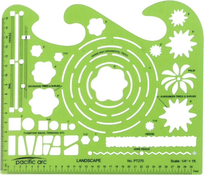 Pacific Arc Landscape Template Guide, with Trees, Shrubs, Hedges, Fences, Flagstone Walks, and Terraces - Image 1