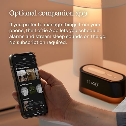 Loftie Alarm Clock with Sound Machine – Smart Alarm Clock with Night Light, White Noise, Bluetooth Speaker, 100+ Sounds Included Free, No Subscription Required, Blackout Mode- Penny - Image 3