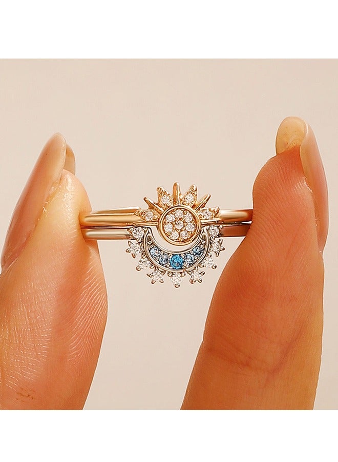 Beyond Sun and Moon Couples Promise Rings, Anti Fading Titanium Engagement Ring, Suitable As A Couple Gift and Wedding Ring (Gold+Silver) - Image 2