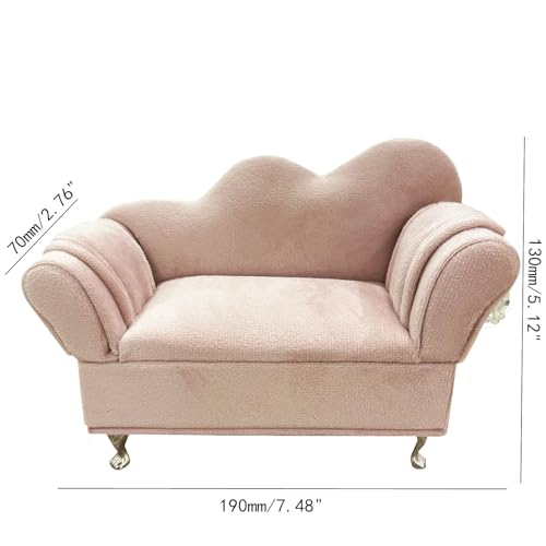 DD-life Openable Sofa Box Couch Jewelry Box,Miniature Sofa Velvet Chair Earrings Necklace Bracelet Storage Box, Gift for Girls and Women Jewelry Box(Pink,Style 3) - Image 2