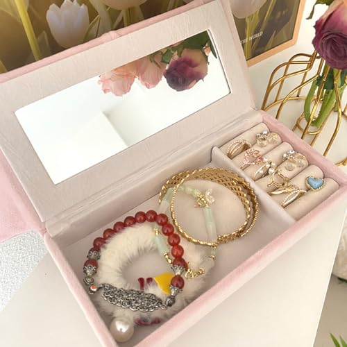 DD-life Openable Sofa Box Couch Jewelry Box,Miniature Sofa Velvet Chair Earrings Necklace Bracelet Storage Box, Gift for Girls and Women Jewelry Box(Pink,Style 3) - Image 3