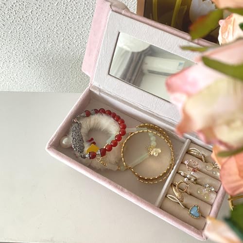 DD-life Openable Sofa Box Couch Jewelry Box,Miniature Sofa Velvet Chair Earrings Necklace Bracelet Storage Box, Gift for Girls and Women Jewelry Box(Pink,Style 3) - Image 4