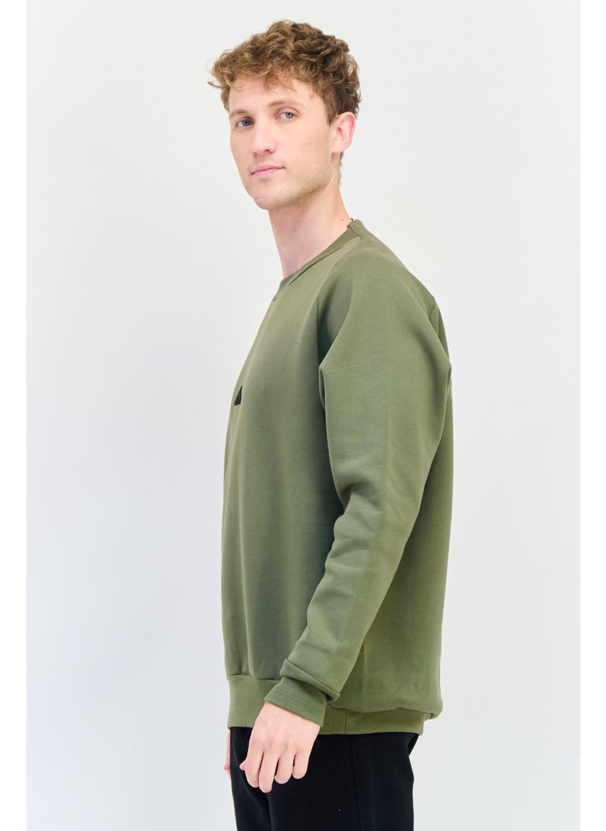 Adidas Men Sportswear Fit Long Sleeve Outdoor Sweatshirt, Olive  - Image 2