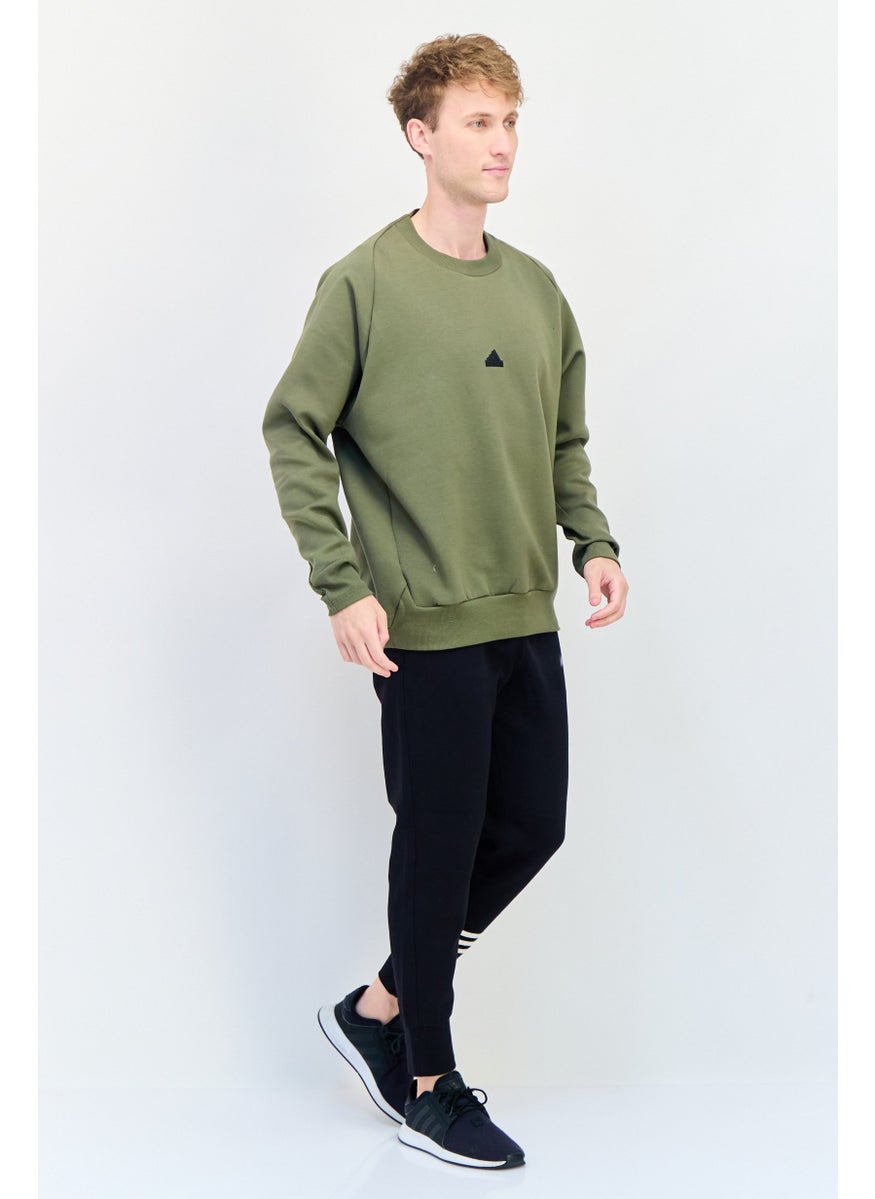 Adidas Men Sportswear Fit Long Sleeve Outdoor Sweatshirt, Olive  - Image 4