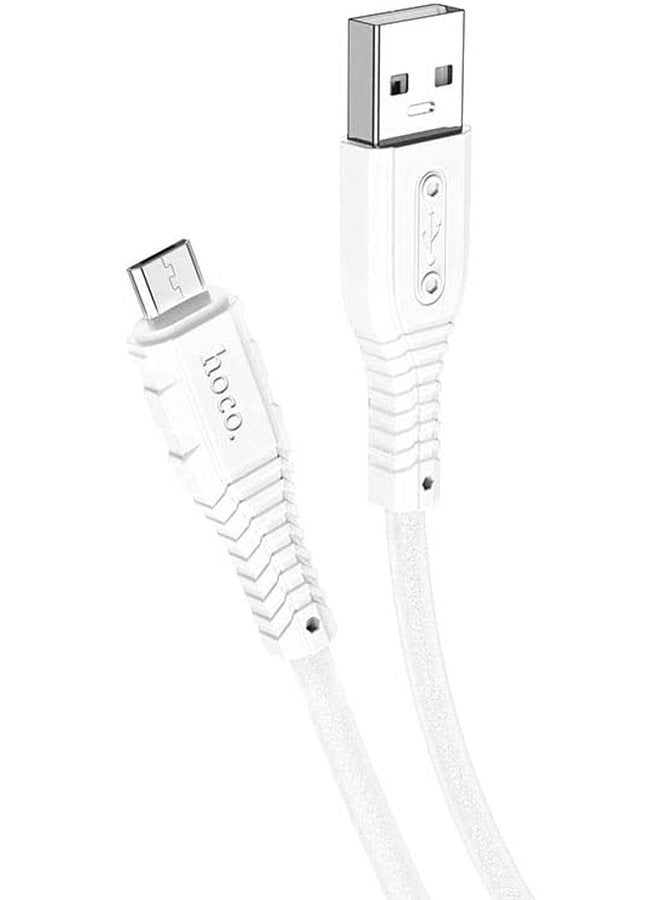 HOCO X67 Nano silicone Charging And Data Transmittion Cable (2.4A - 1M), Micro Plug For Samsung Huawei Xiaomi Oppo -White